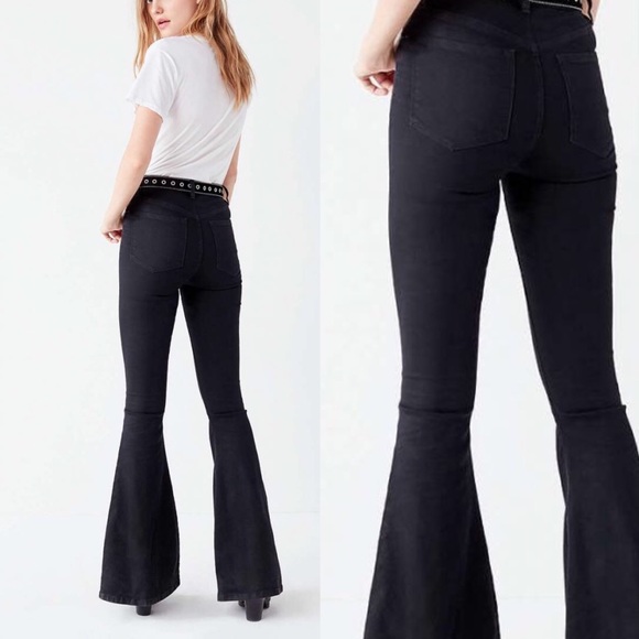 black stretch flares
